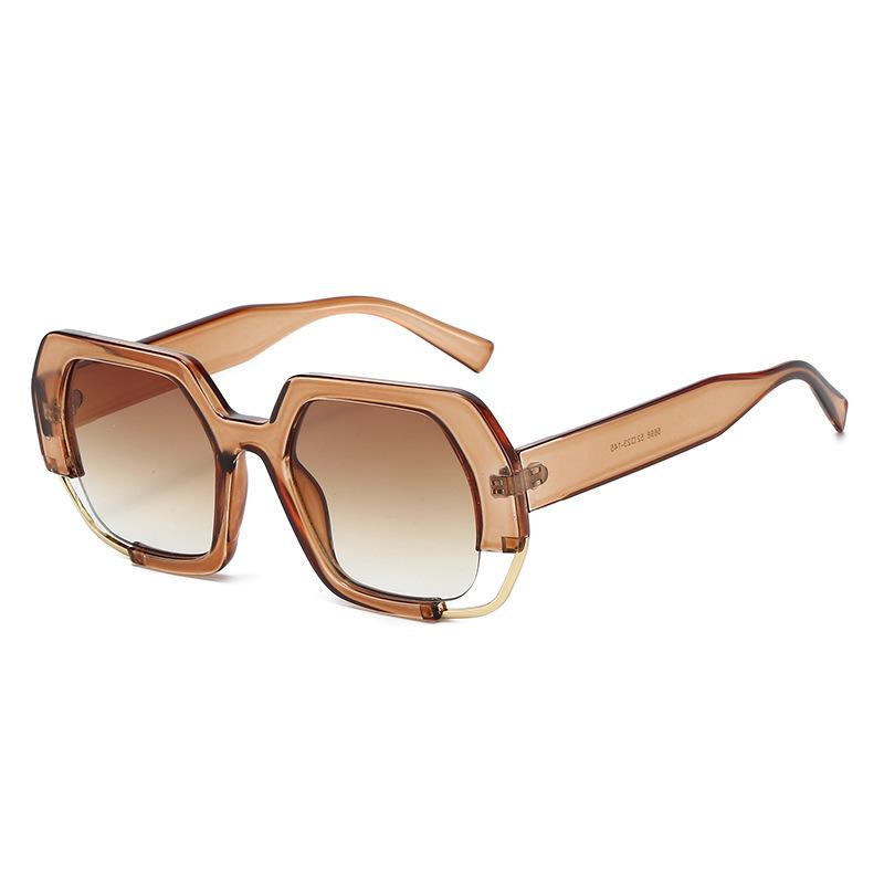 Retro Leopard Print Gradient Oval Sunglasses for Men Women Hollow Frame UV400 Protection Anti UV Design