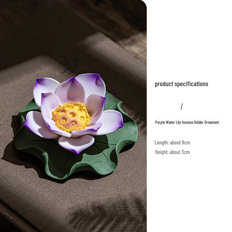 Handmade Ceramic Lotus Incense Holder for Indoor Use