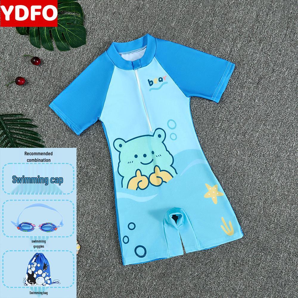 2025 New Boys' One-Piece Swimsuit: Quick-Drying, Sun Protection for Toddlers to Big Kids