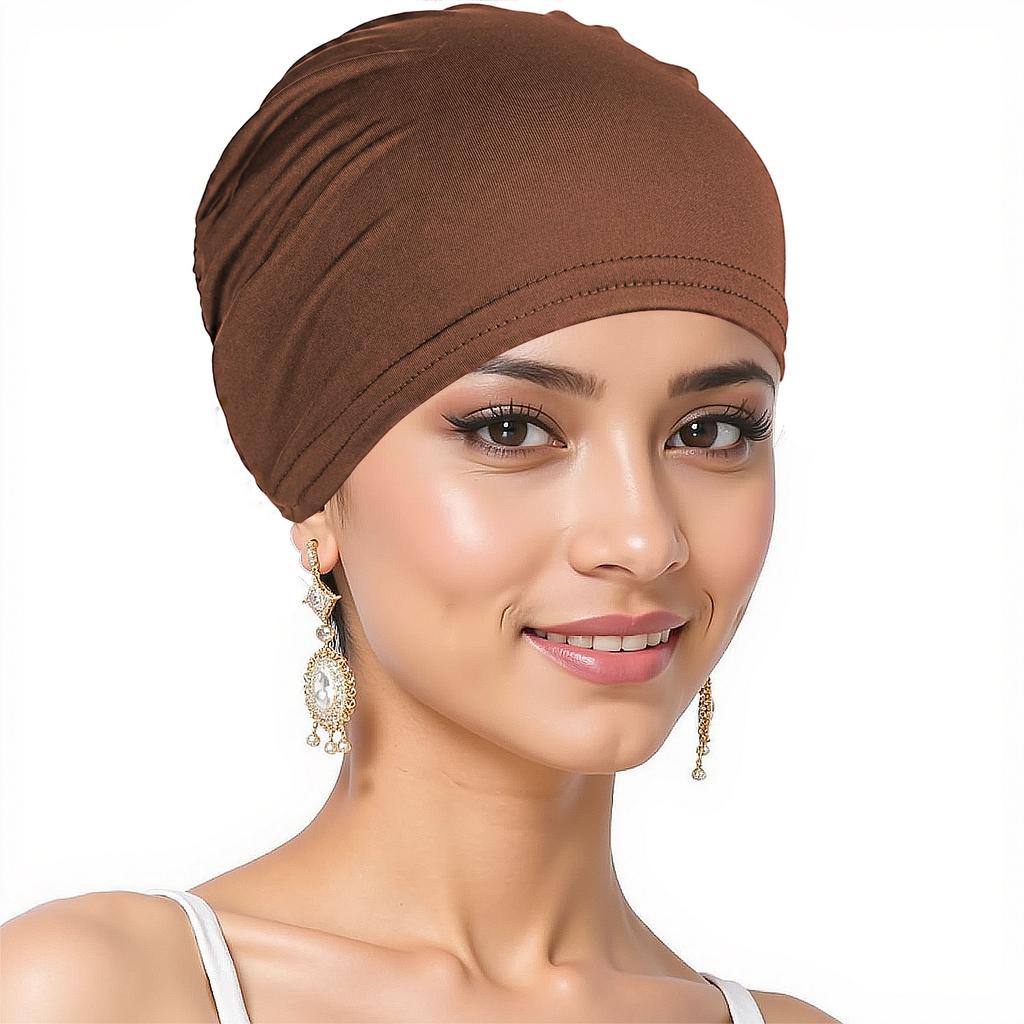 Muslim Turban Cap for Women Monochromatic Pullover Cap Hijab Hat Female Turban Fashion Accessories New