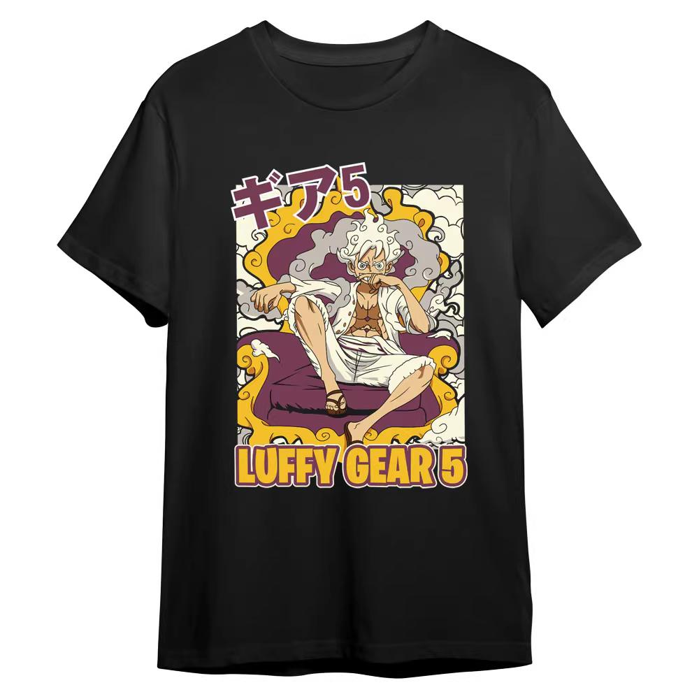 One Piece Japanese-style Trendy Cartoon Print Short-sleeved T-shirt Comfortable and Casual Suitable