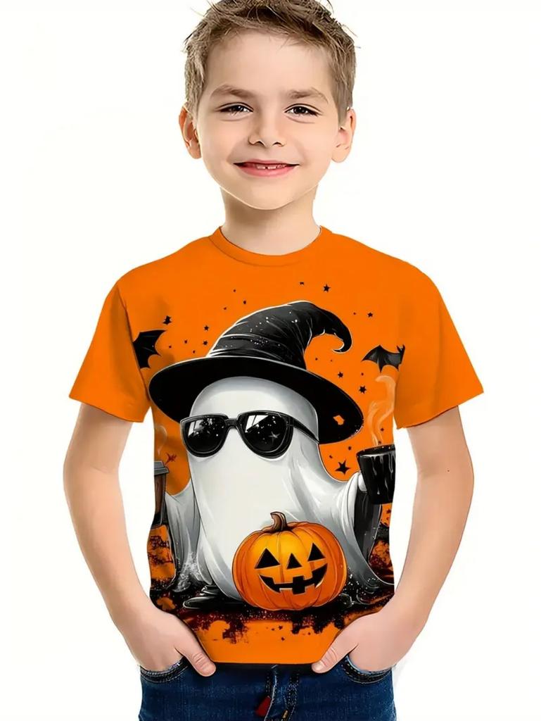 Terror Halloween Theme Graphic 3D Print T Shirts for Unisex Fashion Trend Casual Holiday Gifts Outdoors Short Sleeve O-Neck Tops