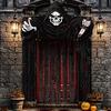 504. 4Pcs Halloween Scary Grim Reaper Porch Banner Curtain Archway Doorway Decor