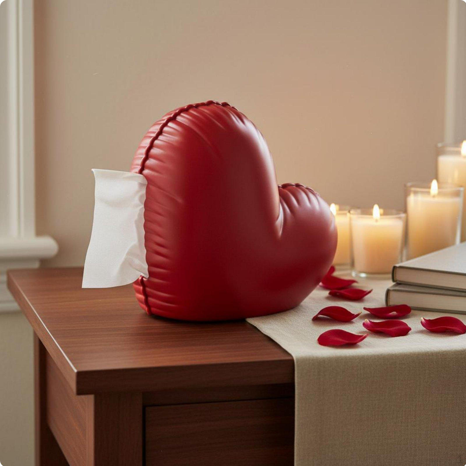 Heart Shaped Tissue Box Luxury Feel Pattern Napkin Creative Design Decorative Facial Paper красный
