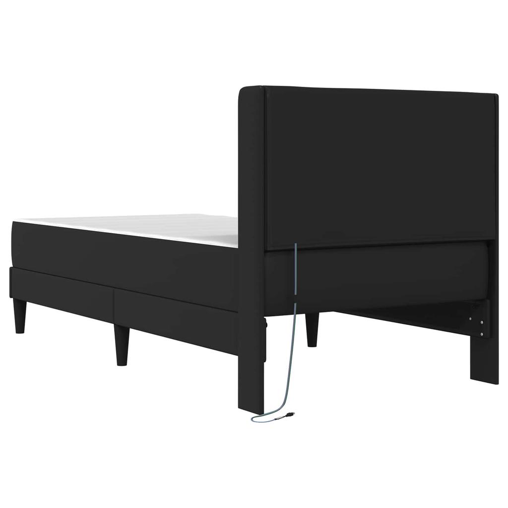 Bed Frame with Mattress Black 90 x 190 cm Faux Leather