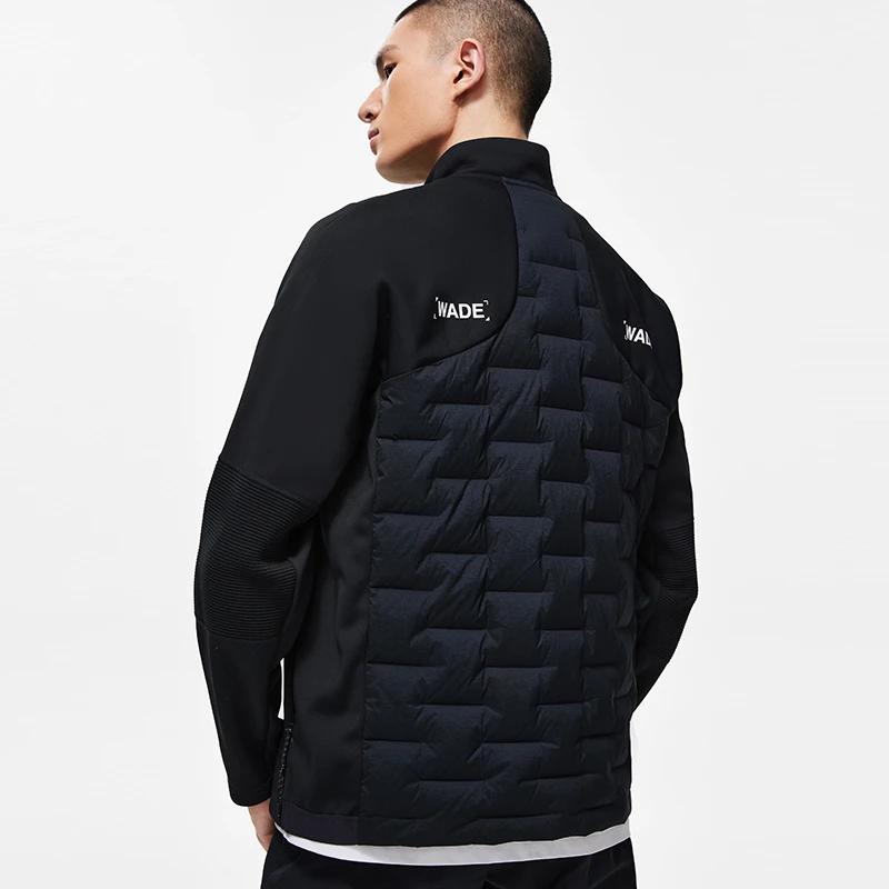 Li Ning Down Jackets Men's Black Stand Collar Moderate Down Jacket AYMT159-1