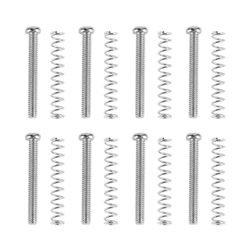 8 Set Guitar Pickup Screw Spring Iron Double Coil Pickup Frame Mounting Screws and Springs Silver