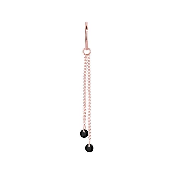 Charm Chain With Black Zircons - Rose Gold - D-071 25 Mm