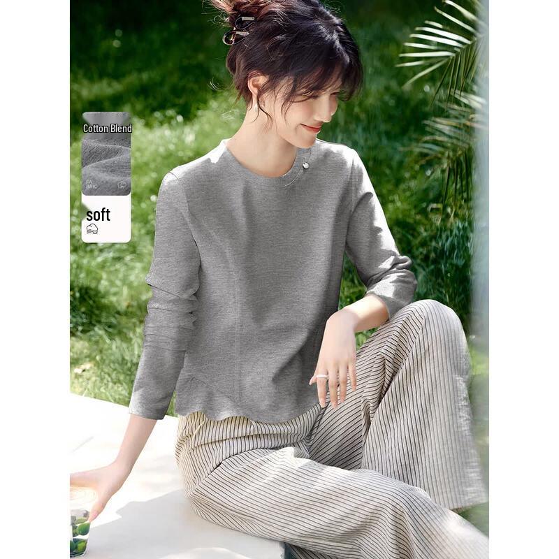 XWI Elegant Ruffle Hem Long Sleeve T-shirt L