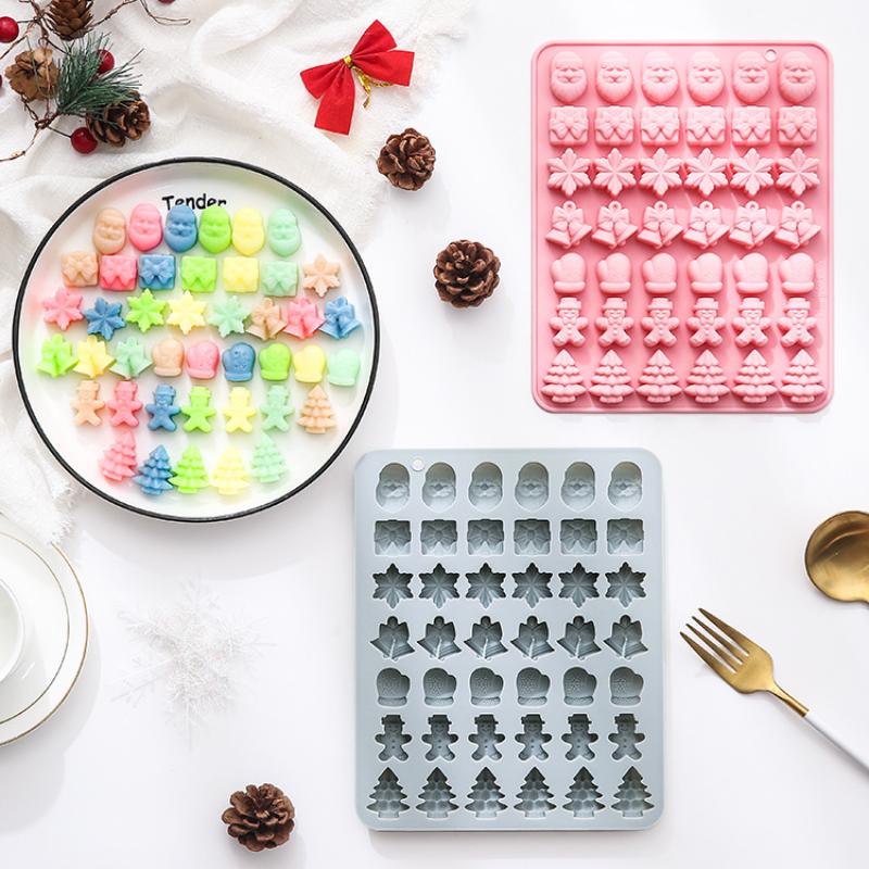 42 Cavity Santa Claus Snowflake Chocolate Mold Silicone Candy Mold Non-Stick Cake Baking Tools For Delicious Holiday Treats