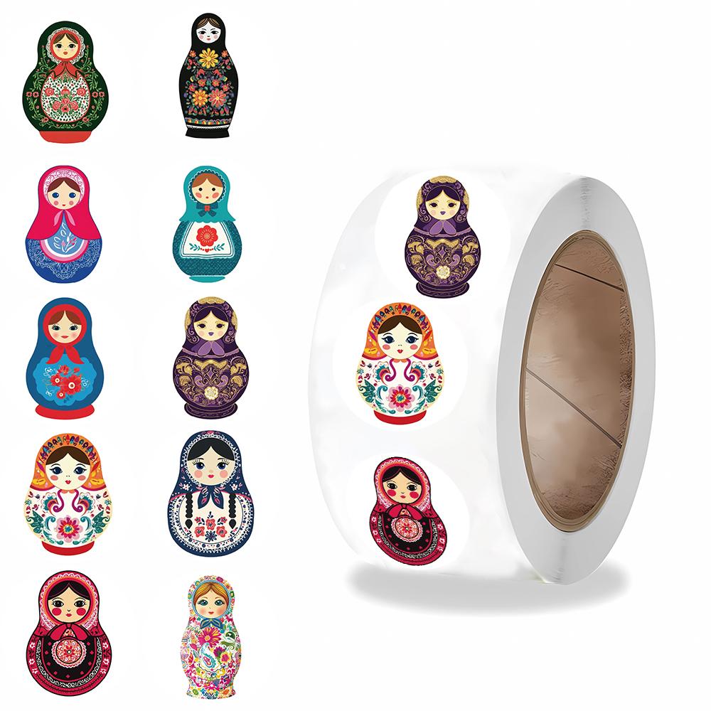 

500 шт. Наклейки-роллы «Русская матрешка», Скейтбординг, Скрапбукинг, Креативный ПВХ коллаж, Украшение для скейтбординга, Наклейка для телефона