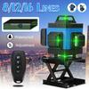 16/12/8 Line 360° 4D Horizontal Vertical Cross Spirit Level Measure Tool Kit Green Light Laser Level