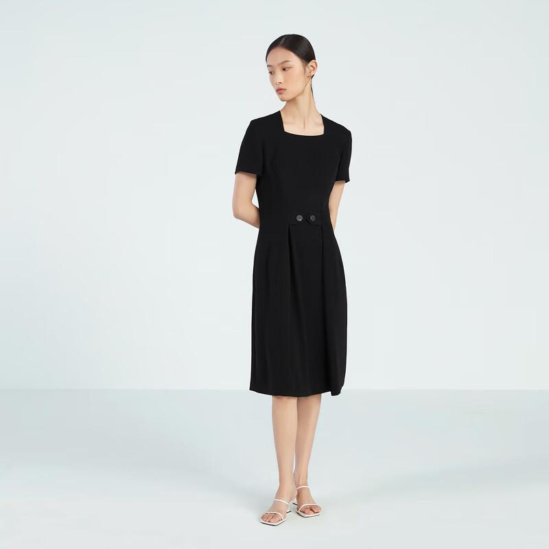 OVVOVV Women's Vintage Square Neck Little Black Dress