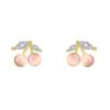 Elegante kirsebærøredobber i rosa zirkon for kvinner - Lettvektige, trendy fruktdesign med søt sjarm