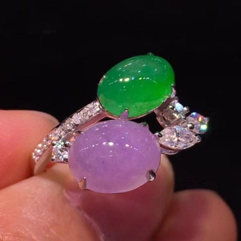 

Ретро Натуральный Ледяной Семенной Двойной Фиолетовый/Зеленый Халцедон Овальные Кольца Для Женщин Модные И Элегантные Свадебные Инкрустированные Ювелирные Изделия resizable