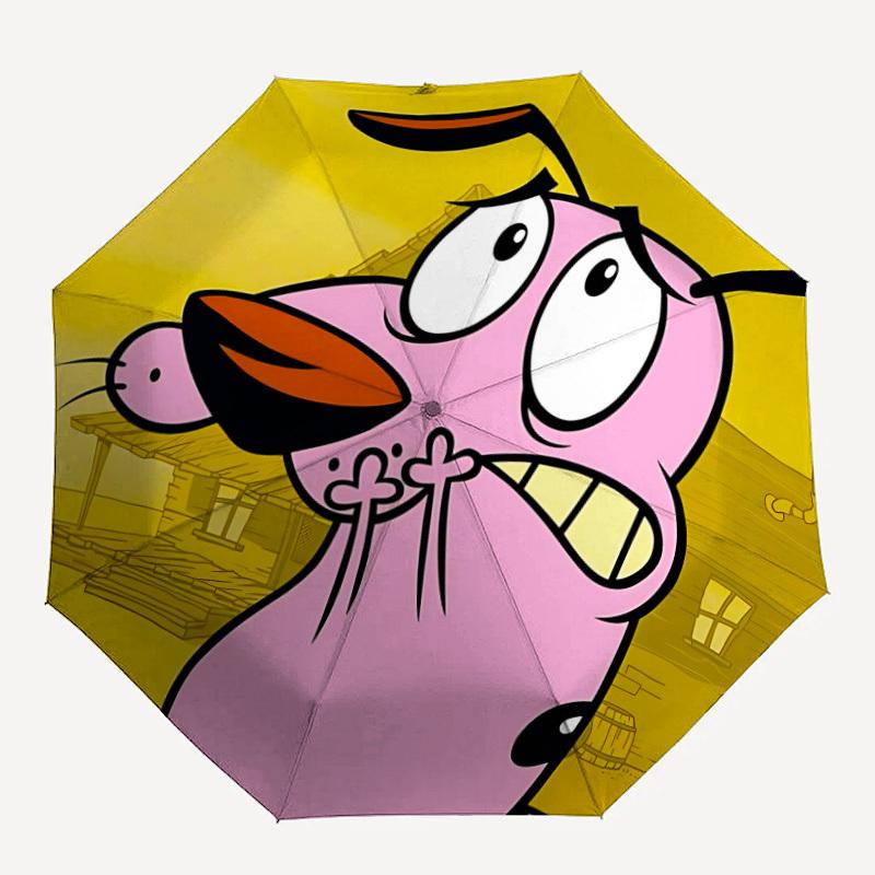 

1pc Courage the Cowardly Dog Automatic Open/Close Folding Umbrella, Windproof 8-Rib Construction, Lightweight Travel Umbrella for Women/Men 20