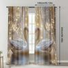 2pcs Modern Swan & Crystal Pearl Print Polyester Curtains with Rod Pocket – for Living Room   Bedroom & Office Decor