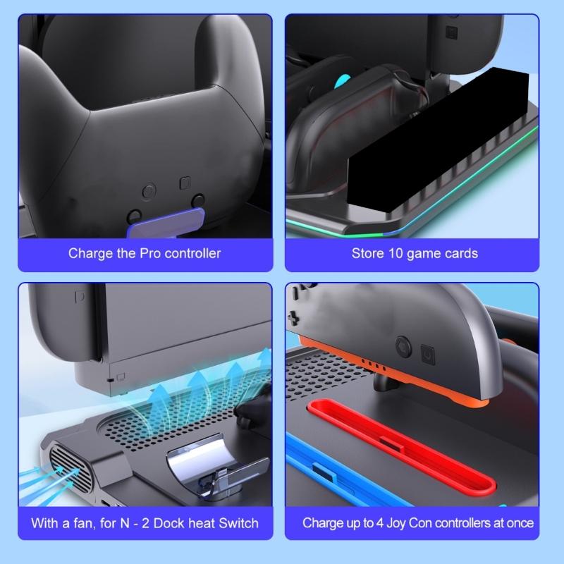 Charging Station for NS2 Controller Multifunction Charging Dock Stand Charging 5 Controller Simultaneously