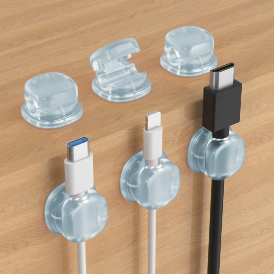 6Pcs Cable Organizers for Desk Invisible Cord Holder with Strong Suction Cup Automatic Locking & Release Cable Clip
