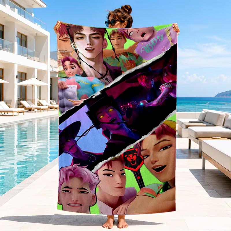 Colorful Kpop Cartoon Beach Towel, Microfiber Beach Towel, Perfect For Pool, Beach, Travel, Home Decor Beach Party Fan Gifts