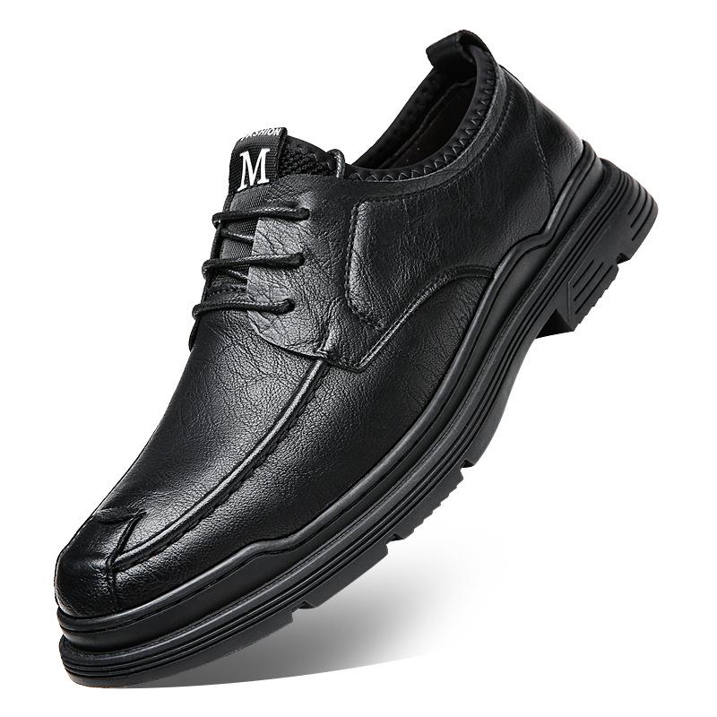 

Men s shoes leather shoes business casual cowhide men s single shoes lace-up trend fashion board shoes 38