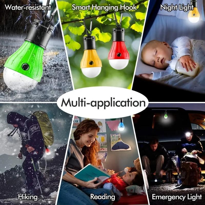 1Pc Portable 3Led Outdoor Hanging Light Multi-Functional Camping Tent Light - Perfect For Camping, Emergency, And Night Lighting