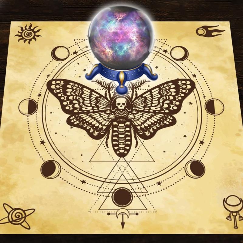 Divinations Tablecloth Skull Butterfly Moon Phases Tarot Cards Tablecloth Altars Cloth Divinations Board Game Accessory