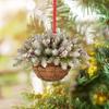 2D Flower Basket Hanging Ornament Wooden Mini Flower Basket Small Bell Pine Cone Pendant  Home