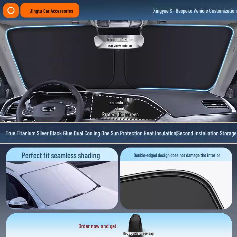 Geely Car Sunshade: Heat-Insulation Windshield Curtain for 25 Models, including Xingyue L, Xingyuan, Xingrui, Emgrand, Boyue L, and Panda MINI.