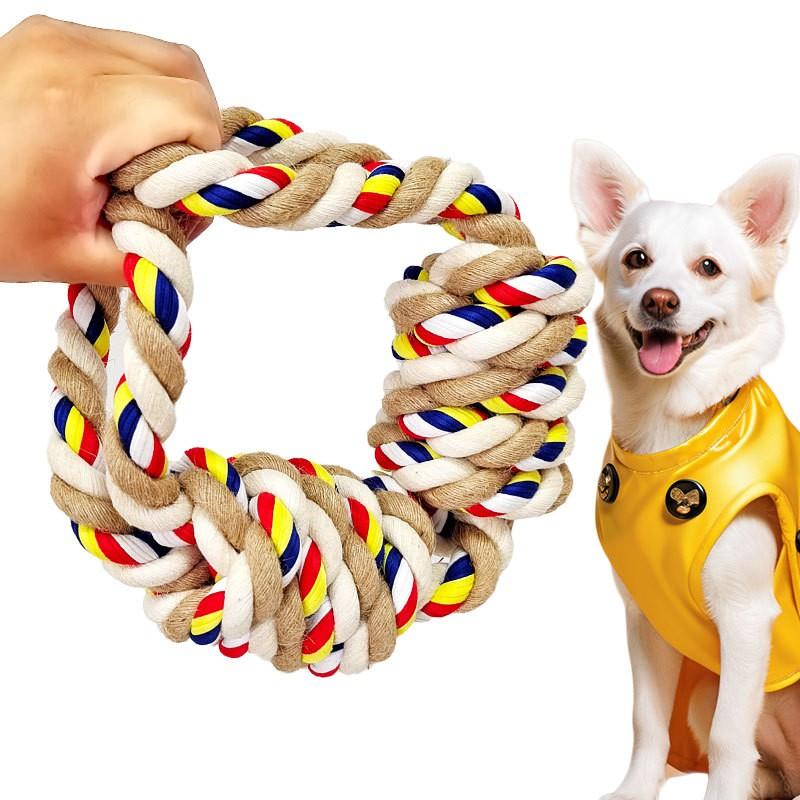 Durable Cotton Hemp Rope Tug Toy Dogs Heavy Duty Chew Play Training Small Large Size