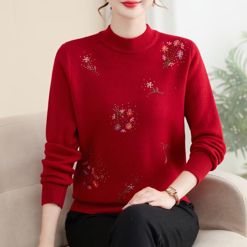 Hodo Women's Mid-Aged Warm Fleece Lined Knit Sweater