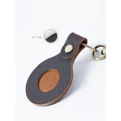 2025 Trendy Genuine Leather GPS Tracker Case for AirTag Anti-Loss Locator Cover Slim & Durable Airtag Case Smart Pet Tracker