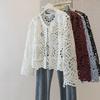 Korean Style Plus Size Embroidered V-Neck Lace Top - Autumn Women's Loose Long-Sleeve