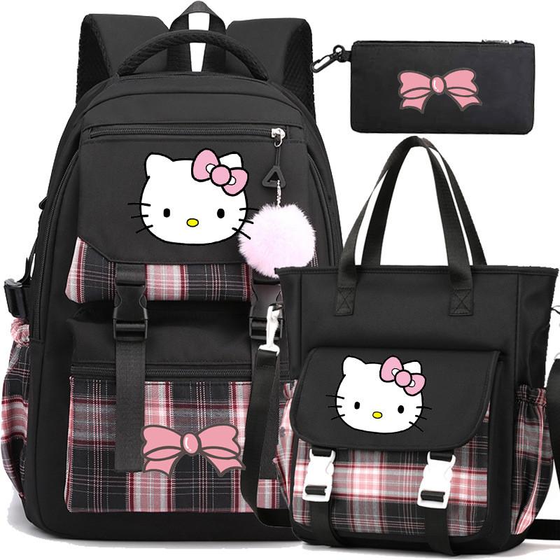Set Zaino Scolastico Hello Kitty In Materiale Di Nylon Per La Scuola E L'Uso Degli Adolescenti