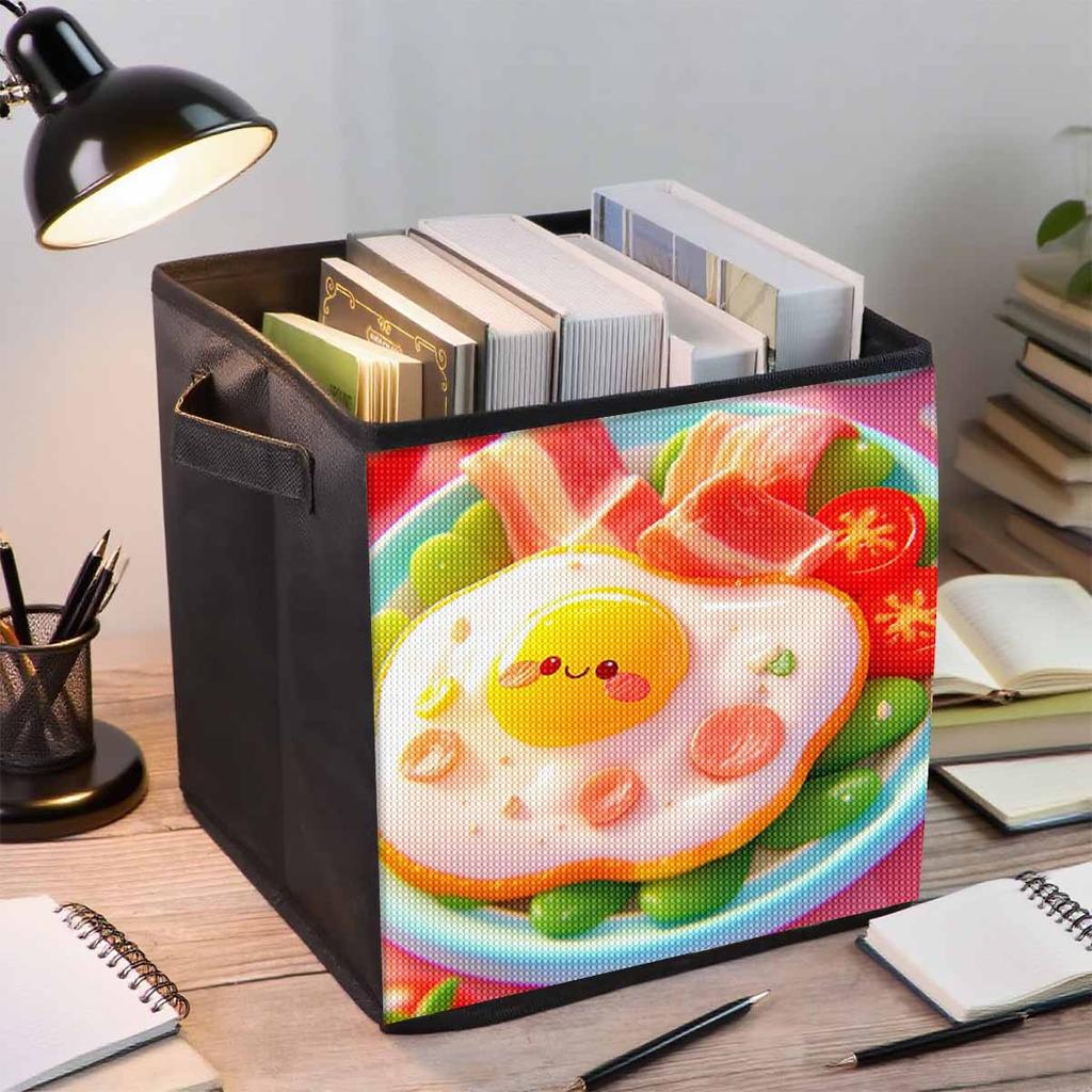 Cute Poached Eggs 5D Diamond Painting Storage Basket Full Round Drill Mosaic Diamond Embroidery Cross Stitch Kits Home Decor Home Decor