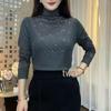 Cross2026 Elegant Slimming Semi-High Collar Long Sleeve Top with Hot Drill Detailing for Fall/Winter