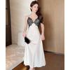 Live stream ice silk pajamas long suspender nightgown nightgown two-piece suit women's sexy lace bathrobe loungewear long dress