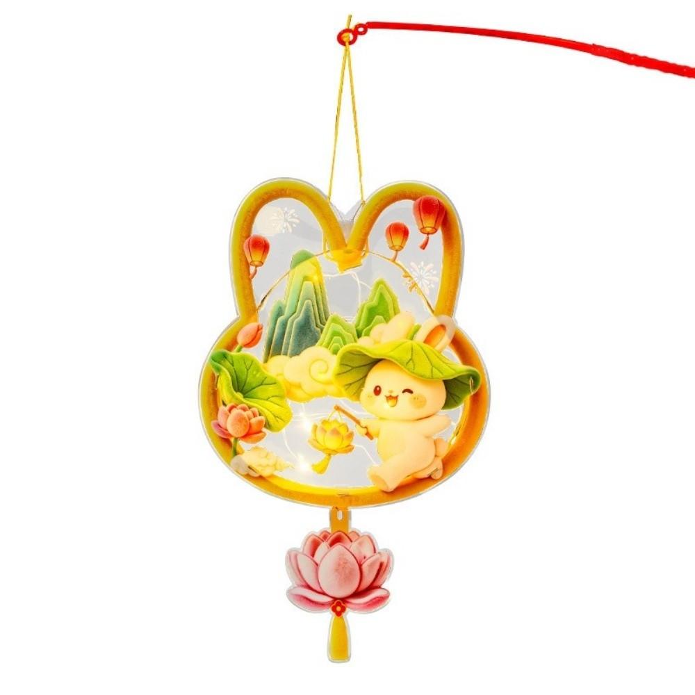 Cartoon Mid Autumn Lantern Cute Handheld Rabbit Flower Lantern Bunny Lantern  Festive Lighting