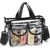 Clear Cosmetic Bag with Removable and Adjustable Shoulder Strap (Black)