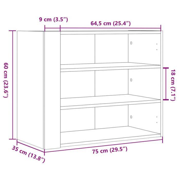 VidaXL Armoire murale blanc 75x35x60 cm bois d'ingénierie, armoire suspendue, placard mural, armoire de salle de bain 848416