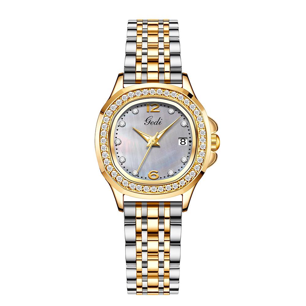 Fashionable Women S Diamond-Encrusted British Steel Strap Watch Light Luxury Luxury And Versatile Temperament Women S Fritillary Watch