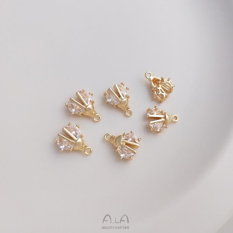 14K Gold-Filled Zircon Beetle Pendant for DIY Jewelry