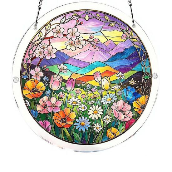 Acrylic Jigsaw Puzzle Suncatcher Large Colorful DIY Sun Catcher Kit for Adults Stained Glass Style Window Hanging Ornament for Home Garden Decor