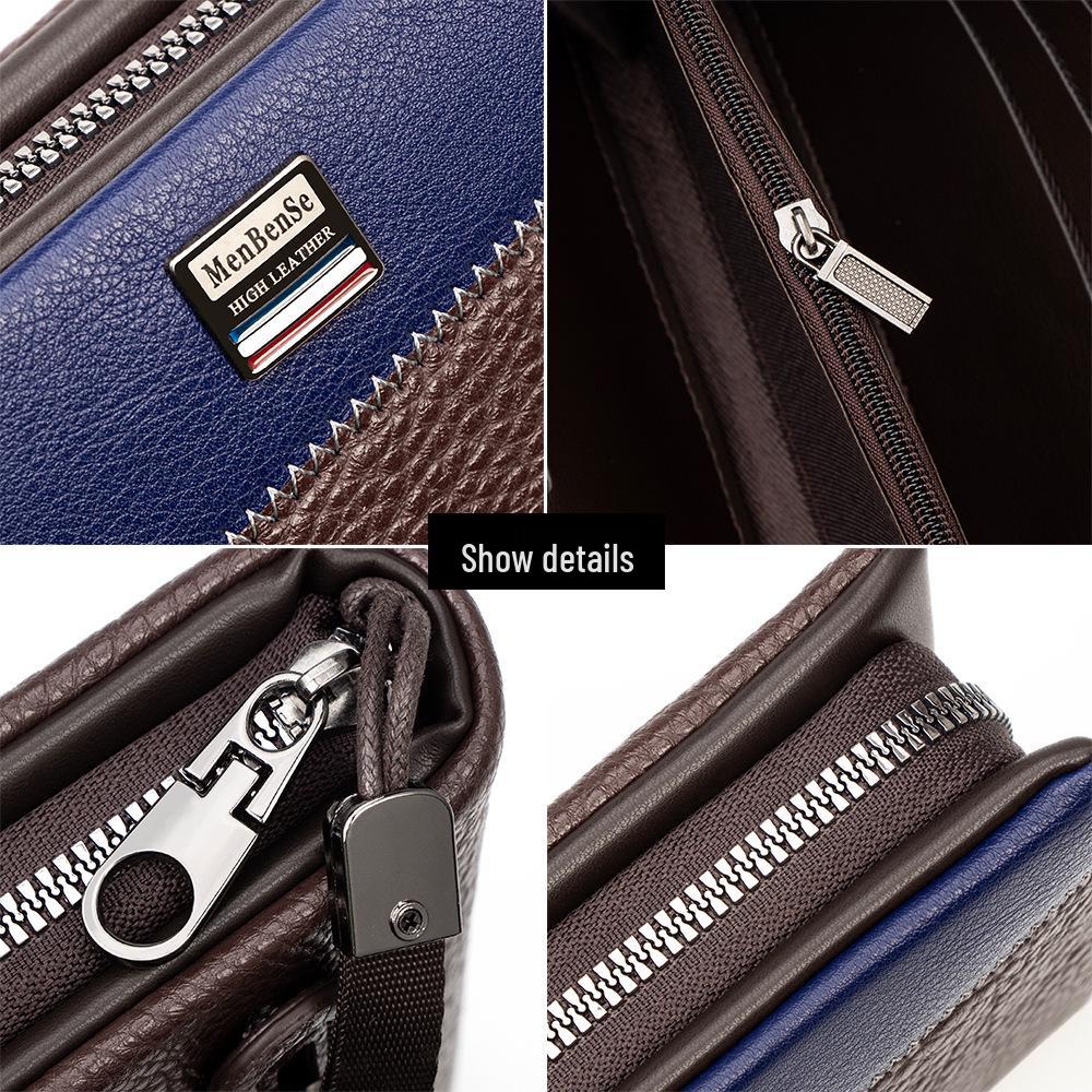 Men's Cross-Border Patchwork Creative Wristlet: Minimalist Business Clutch with Large Capacity for Mobile Devices.
