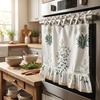 1PC NAPEARL Retro Green Plant Flower Oven Skirt, Lotus Leaf Lace Edge Decorative Oven Door Curtain for Kitchen Home Decor