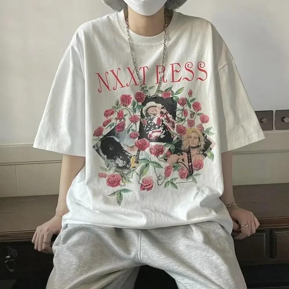 

Summer New Casual Loose T-shirt Short Sleeved Men s Fashion Loose Printing Large 8XL Hip Hop Couple Wear Half Sleeve Top XXXXXL білий