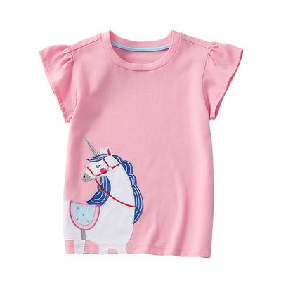Barnkläder Sommar T-shirts Barn Tecknad Tryckta T-shirts Stickad Bomull Rund Hals Pojktoppar