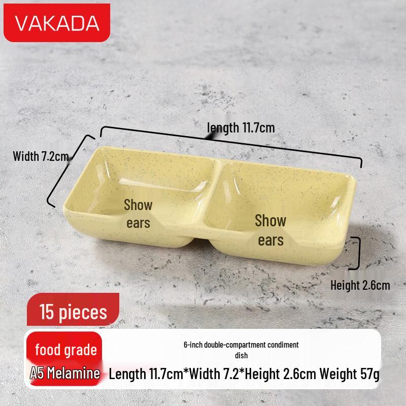 VAKADA Melamine Round 6-inch Dipping Dishes, 15 Pack