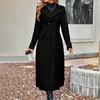 Women's Long Wool Coat Double-Breasted Peacoat Classic Notch Lapel Trench Coat Casual Fall Winter Overcoat