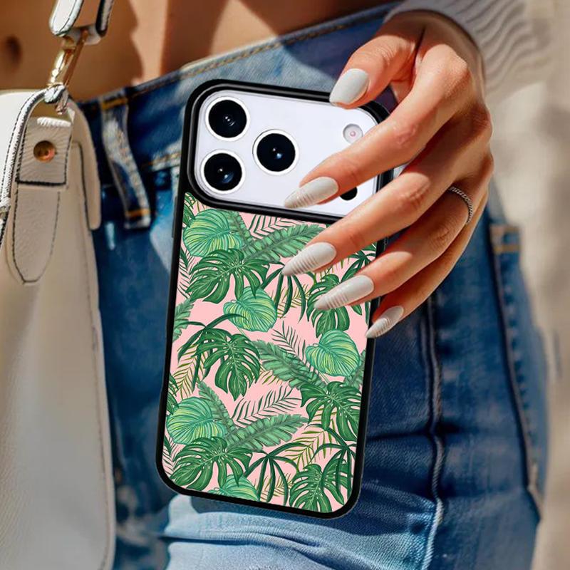 Monstera Flower Tropical Green Leaves Phone Case For iPhone 17 Air 14 15 13 12 Max Cover For Apple 16e 11 Pro Max Plus Coque